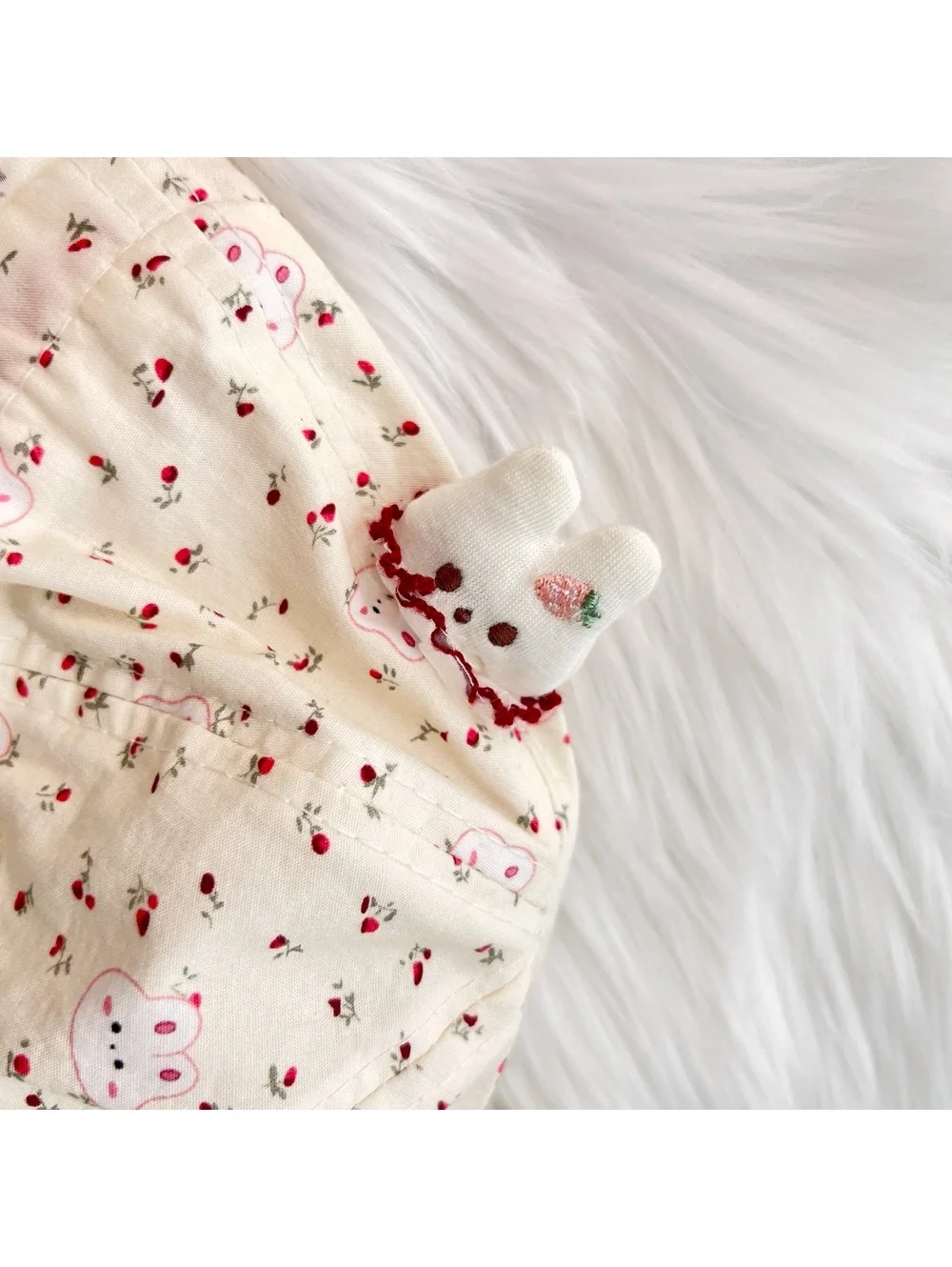 Xiaodoudi Baby Girl Bunny Floral Ruffle Bonnet Hat Rabbit Ears Cottagecore